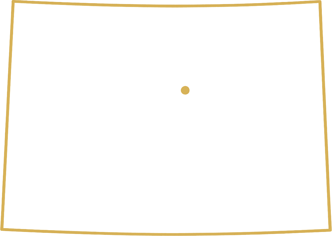 Outline map of Colorado with Denver marked